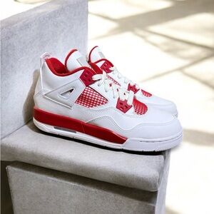 Air Jordan 4 Retro BG “Fire Red” White Red – Size 5.5Y – New with Original Box